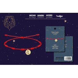 Pulsera 7 Nudos Colgante Leo Dorado - Implantacion Coleccion Constelaciones Zodiaco